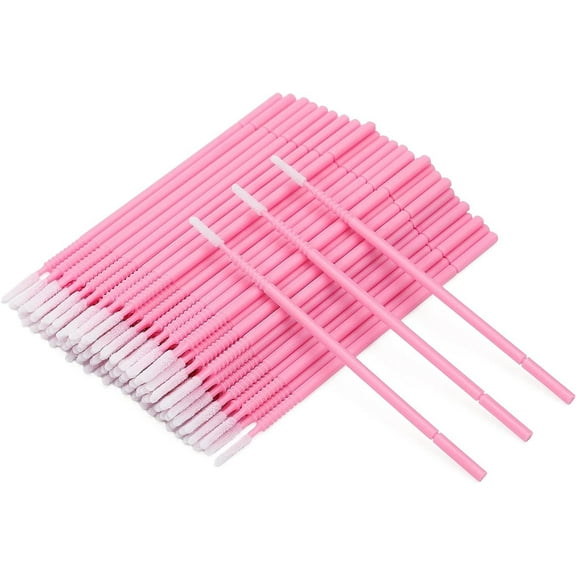 100Pcs Long Tips Micro Brush Applicator - Disposable Eyelash Applicator Bendable Pink Micro Brushes - Micro Lash Lift Brush Applicators - Micro Fibre Lash Brushes for Eyelash Extensions