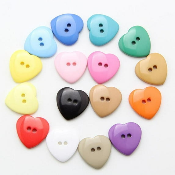 100Pcs/Lot Plastic Heart Shaped Buttons Mixed Color Making Made Fastener Snap for Jewelry Hand Supplies Button Mate Fasteners Sewing Notions and Supplies