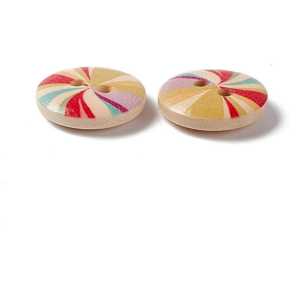 100Pcs Lovely 2-Hole Basic Sewing Button Wooden Buttons Colorful Craft Buttons for Garment Sewing Buttons and DIY Craft Projects
