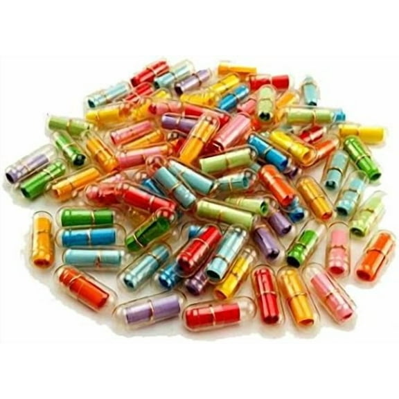 100Pcs Lovely Mini Pill Shaped Message Bottles Capsule Letter Friendship Wishing Bottles for Wedding Decoration, Party Favors