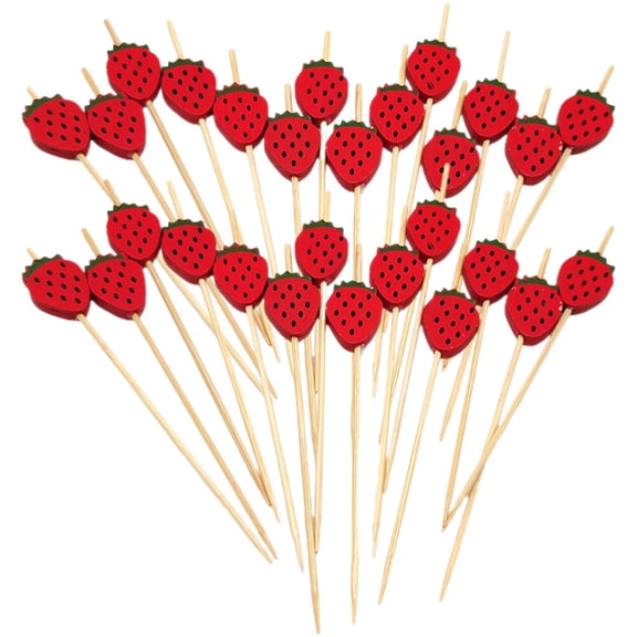 100Pcs Lovely Party Fruit Skewers Cocktail Decor Bamboo Fruit Sticks Fruit Pick