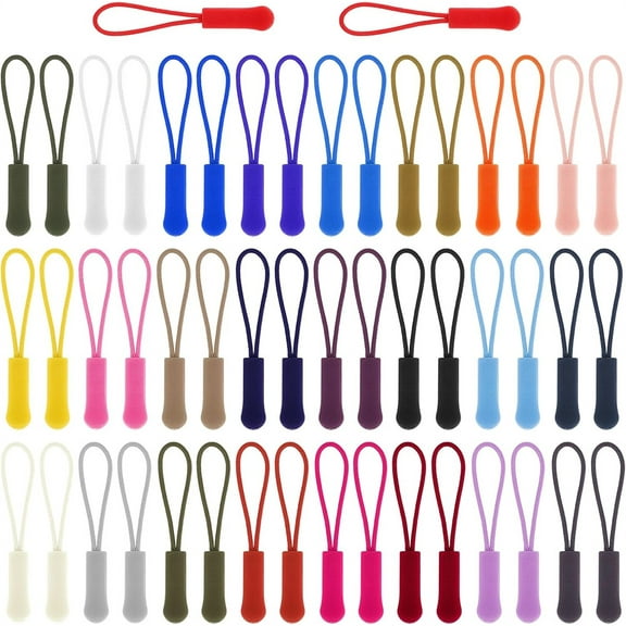 100Pcs Luggage Zipper Pull Replacement,Strong Nylon Cord Zipper,Decorative Zipper Pulls,Colorful Zipper Tags,Extension Zipper Pulls Fixer,for Backpacks Handbags Clothes