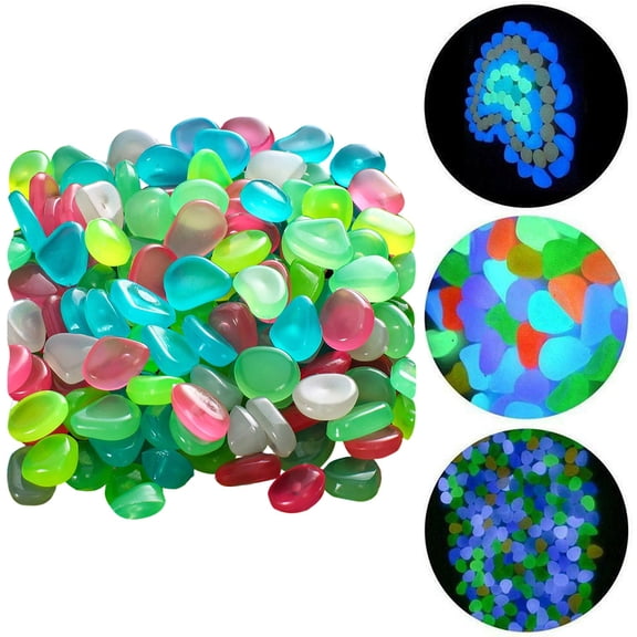 100Pcs Luminous Glow Stones - Glow in The Dark Pebbles for Garden, Fish Tank, Aquarium, Walkway, Plant Pots, Bonsai, and Outdoor Pathway Decor, Hot Pink, 0.39 Inch, 100PCS
