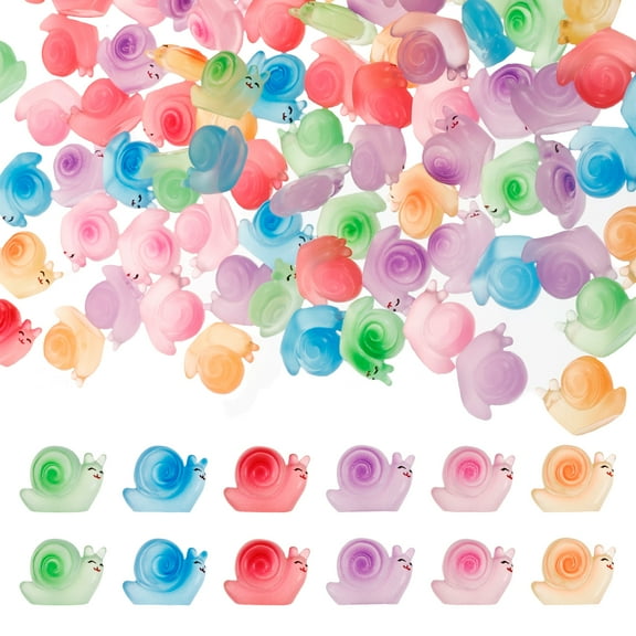 100Pcs Luminous Resin Snail Miniatures Mini Animals Figures Cute Snail Figurine Fairy Snail Decor Snail Ornament for Garden Landscape Home Accessories Craft Cake Decoration DIY (Luminous)
