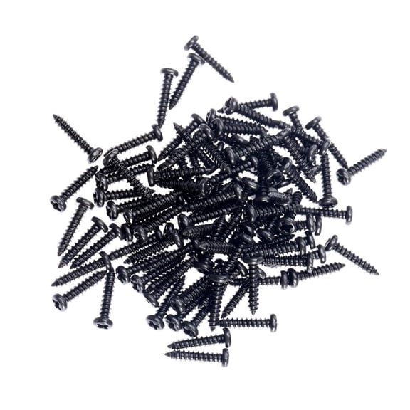 100Pcs M2x10mm Phillips Head Micro Laptop Screws Pan Head Self-tapping Electronic Small Wood Machine Screws Black