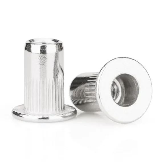100Pcs M5 Rivet Nuts Stainless Steel Rivet Nuts Flat Head Threaded Insert Nutser