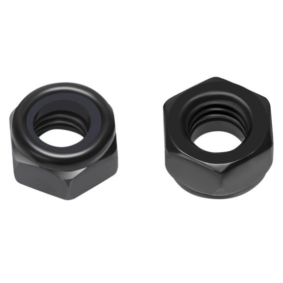 100Pcs M5 x 0.8mm Hex Lock Nuts Carbon Steel Nylon Insert Self-Locking Nuts for Fasteners, Black