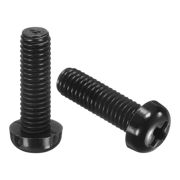 100Pcs M6x20mm Threaded Nylon Phillips Cross Pan Head Machine Screws Bolts Black