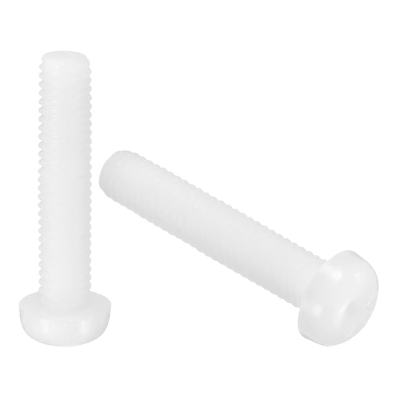 100Pcs M6x30mm Threaded Nylon Phillips Cross Pan Head Machine Screws Bolts White