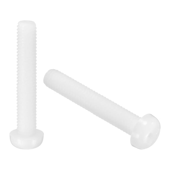 100Pcs M6x35mm Threaded Nylon Phillips Cross Pan Head Machine Screws Bolts White