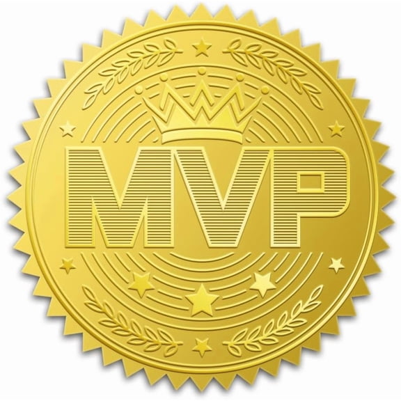 100Pcs MVP Gold Foil Stickers 2 Inch Diplomas Medal Embossed Envelopes Seals Round Self Adhesive Certificate Seal Labels for DIY Crafts Greeting Cards Award Party Contests Graduation