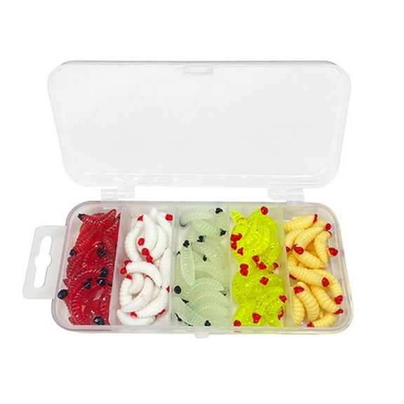 100Pcs Maggot Grub Soft Fishing Lure False Bread Worm Low Shrimps Bait