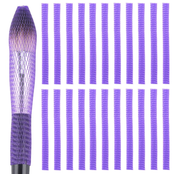 100Pcs Makeup Brushes Pen Guard Protector 4.7 inch Purple Expandable Mesh Sleeve Covers Reusable Make Up Brushes Sheath Mesh Netting Protector