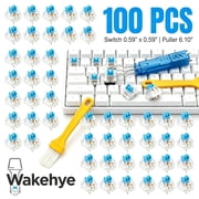 100Pcs Mechanical Keyboard Switch Replacement Waterproof Dustproof Blue Clicky Key Switch with Tactile Feedback Cleaning Brush and Puller Crisp Clicking Sound for Backlit Keyboard