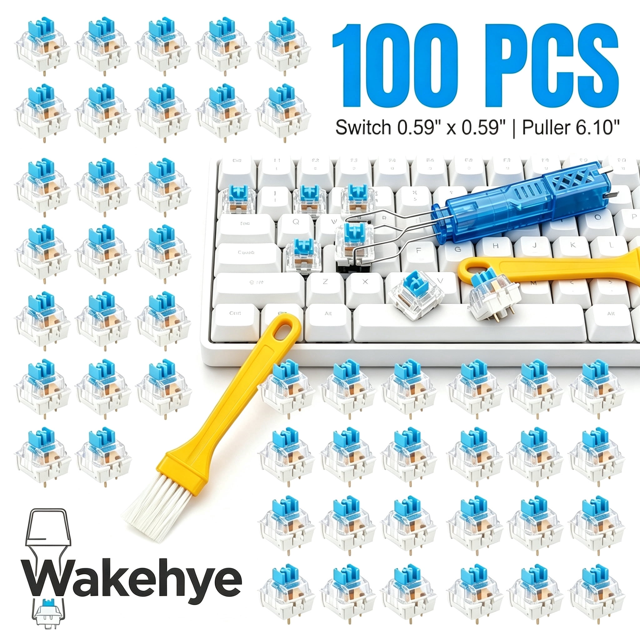 100 Pcs Blue Mechanical Keyboard Switches, Clicky Key Switch ...