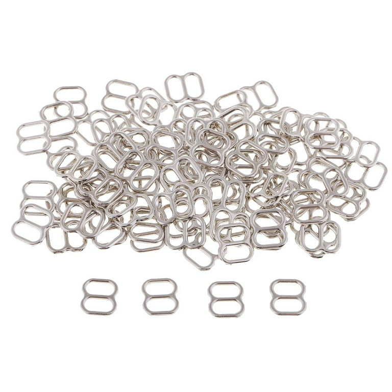 100Pcs Metal Bra Strap Rings/Sliders/Hook Fig 0 Adjuster for Crafts , , 6mm  