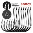 thumbnail image 1 of 100Pcs Metal Fishing Tools Hooks Jig Big Hook Bait Holder 8 Sizes Fishhooks R5S8, 1 of 9