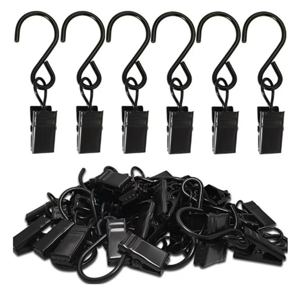 100Pcs Metal S Hooks Curtain Clips Hanging Lights Clip