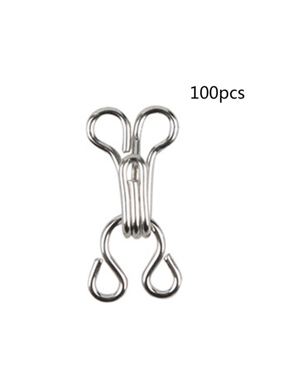 100Pcs Metal Snaps Sewing Hook Bra Metal Sewing Hooks Small Eye Sewing Closure Connector Buckle Bra Hooks Sewing Hooks