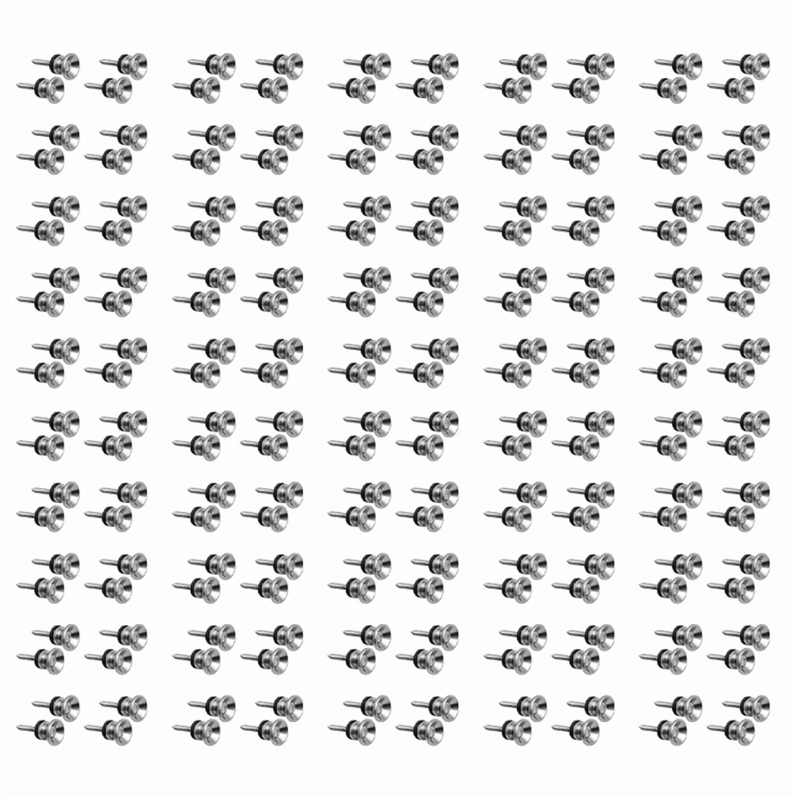 100Pcs Metal Strap Buttons End Pins with Mounting Screws for Electric Acoustic Guitar, ,Ukulele