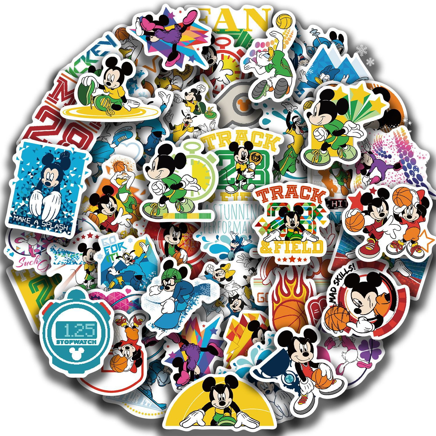 Main Charters Sticker 100Pcs Mickey Mouse Stickers Mixed Pack,Cartoon Characters Stickers ...