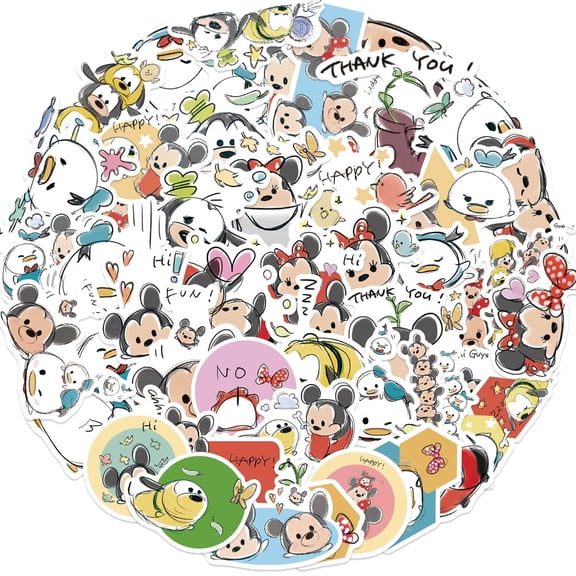 100Pcs Mickey Stickers for Water Bottle Laptop Computer Phone Case Luggage Notebook Skateboard Lunchbox Decals Gifts for Kids Teen Adults