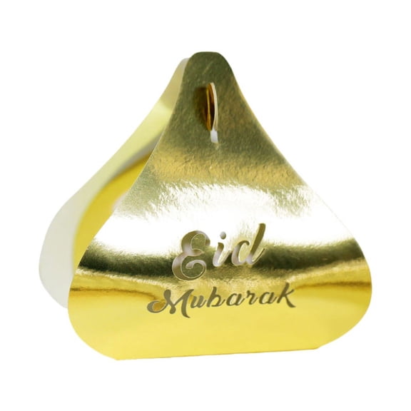 100Pcs Middle East Eid Mubarak Hollow Out Letters Candy Boxes Muslim Ramadan Triangle Shaped Chocolate Containers Festival Party Favors