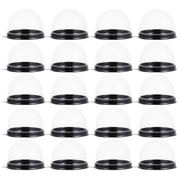 Healifty 100pcs Mini Cupcake Box Transparent Black For Dessert Freshness Preservation