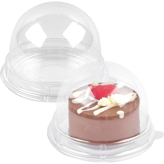 100Pcs Mini Cake Containers with Clear Dome Lids for Mini Desserts Cupcake, Cheesecake, Cocoa Bomb, Strawberry, Mooncake
