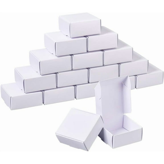 100Pcs Mini Cardboard Boxes 2.2x2.2x1 Inch White Cardboard Gift Boxes Jewelry Kraft Box Small Corrugated Mailer Boxes Mini Boxes for Present Wrapping Packaging Small Items White