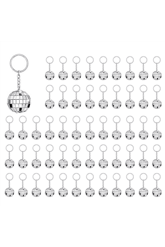 100Pcs Mini Disco Ball Keychain, Mirror Bulk Keyring Party Favors for 70s 80s Supplies