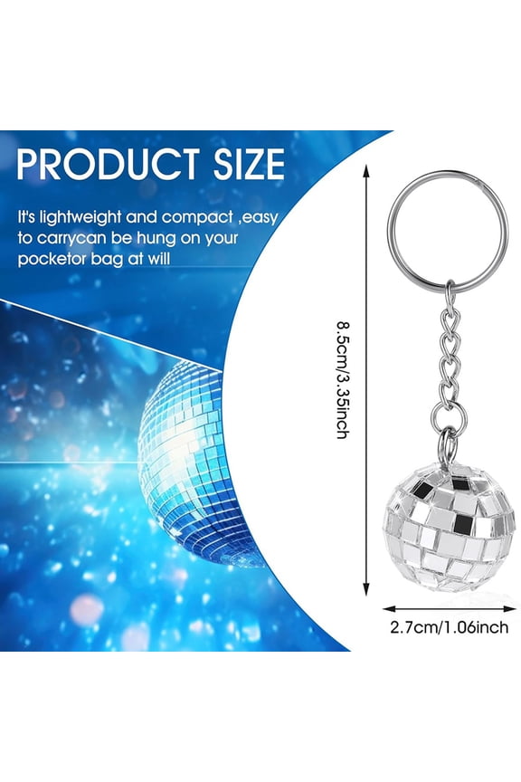 100Pcs Mini Disco Ball Keychain,Silver Mirror Disco Ball Bulk Keyring Partys Favors for 70s 80s Disco Partys Decorations