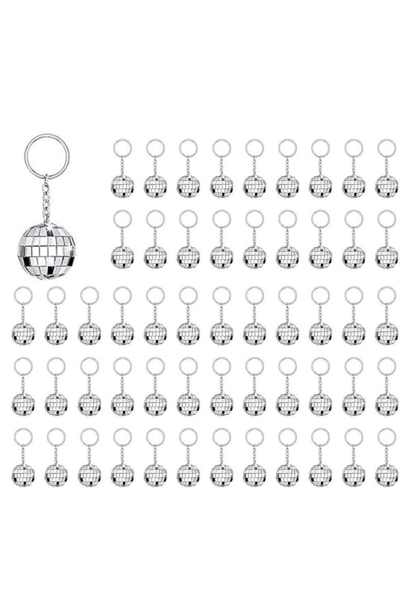 100Pcs Mini Disco Ball Keychain, Mirror Bulk Keyring Favors for 70s 80s Supplies