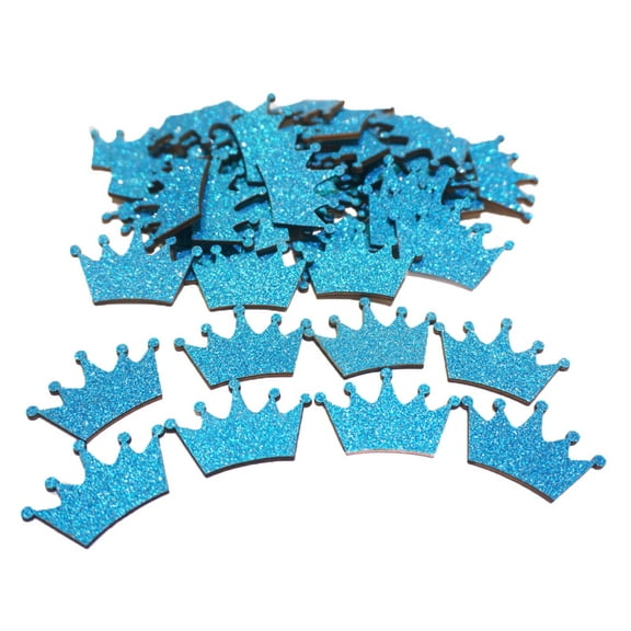 100Pcs Mini Glitter Wood Princess Crown Turquoise for Baby Shower Wedding Birthday Party Decorations