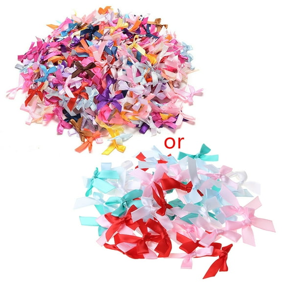 100Pcs Mini Ribbon Flowers Bows Gift Craft Wedding Decoration ornament