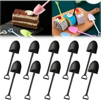 100Pcs Mini Shovel Spoons for Desserts, Disposable Plastic Icecream Spoons Shovel Shape Cute Black Spoon for Ice Cream Pudding Yogurt Party Halloween Supply, Black