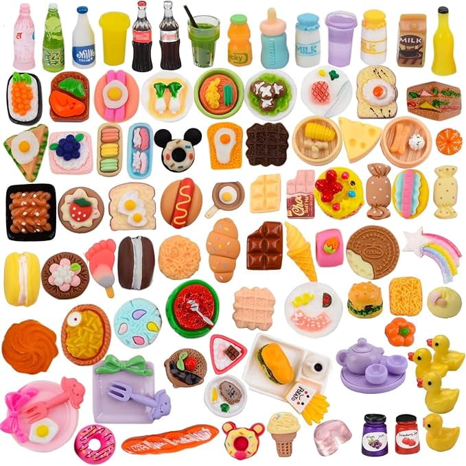 100Pcs Miniature Food with Storage Box Mini Food Miniature Doll House Accessories Small Resin Doll Food Dollhouse Food Set for Pretend Play Kitchen Walmart
