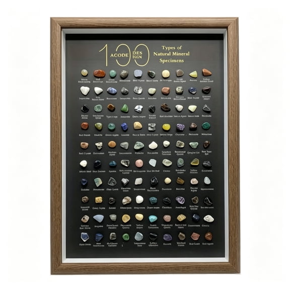 100Pcs Mixed Crystal Mineral Kit, Kids Geology Study, Shadow Box Display Healing Stones, Home Decor & Gifts for Geologists