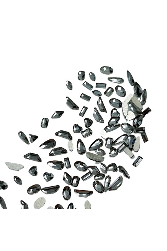 100Pcs Mixed Glass Crystal Hybrid Diamond Rhinestones Nail Art Decorations Drop Rhombus Flatback Stones 3D Gems