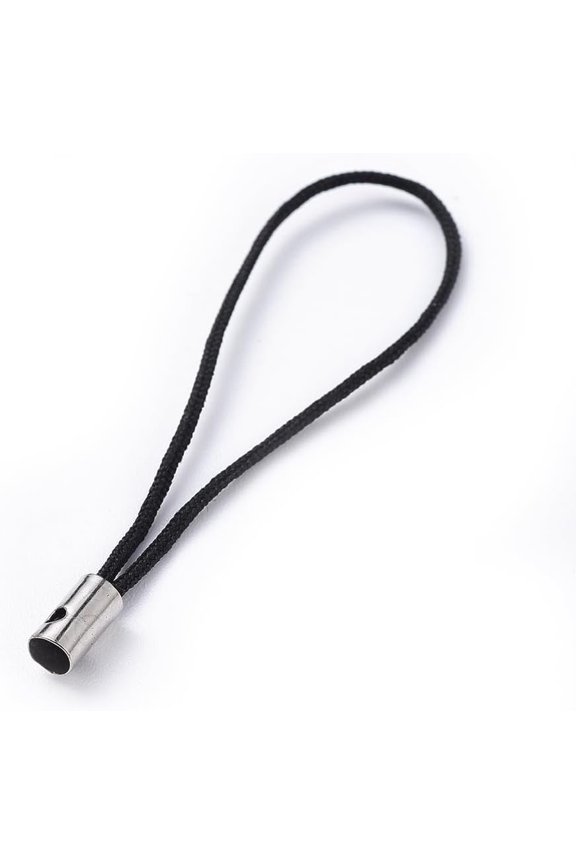 100Pcs Mobile Phone Strap Colorful DIY Cell Phone Straps Nylon Cord Loop with Alloy Ends Compatible with Most Smartphones for Travel Essentials Black Platinum 45mm diy