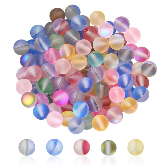 100Pcs Moonstone Beads Frosted Round Colorful 6mm Hole: 1mm