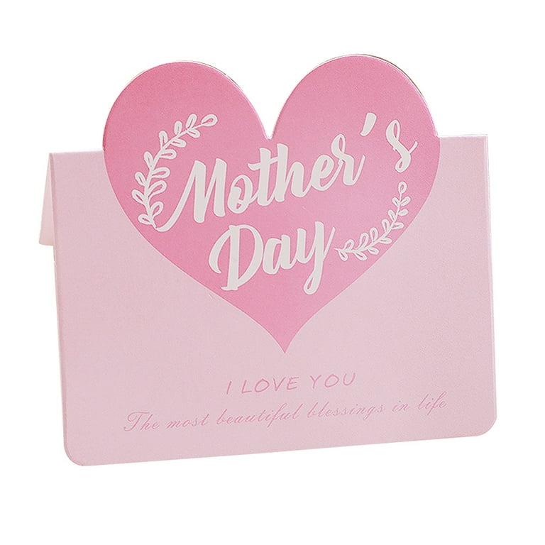 100Pcs Mother's Day Heart Greeting Cards Foldable Love Heart