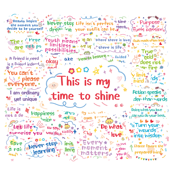 100Pcs Motivational Quote Stickers, Waterproof Reusable Inspirational Positive Saying Decals, Unique No Repeat Phrase Stickers for Laptop Water Bottle Journal Phone Notebook Scrapbook Decor