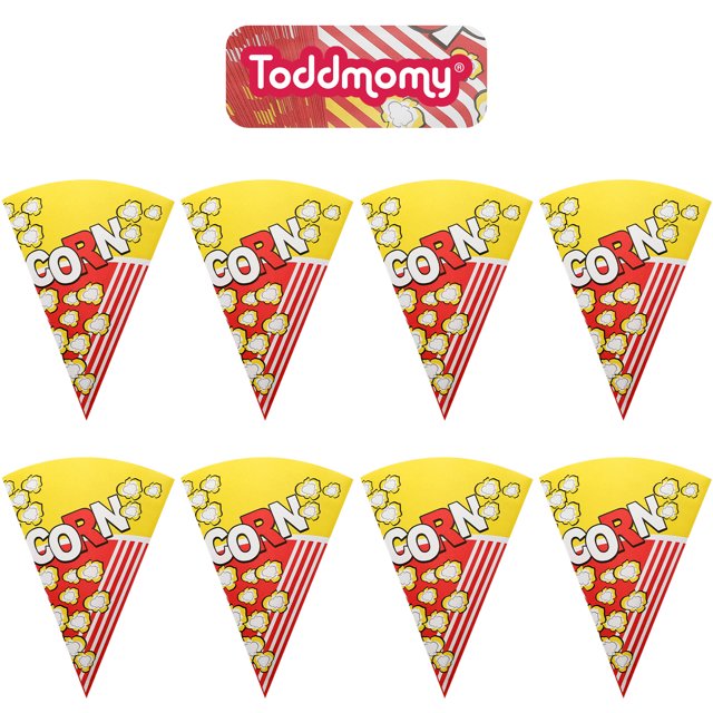 100Pcs Movie Night Paper Popcorn Bags Disposable Popcorn Bucket Cone