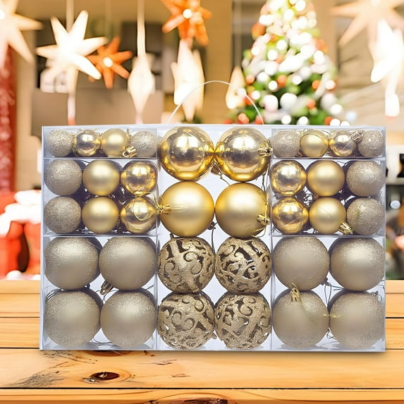 100Pcs Multi-Style Christmas Ball Ornaments Set, Shatterproof Hanging Decor with Glossy & Textured Accents, Festive Baubles for Xmas Tree & Party Decoration