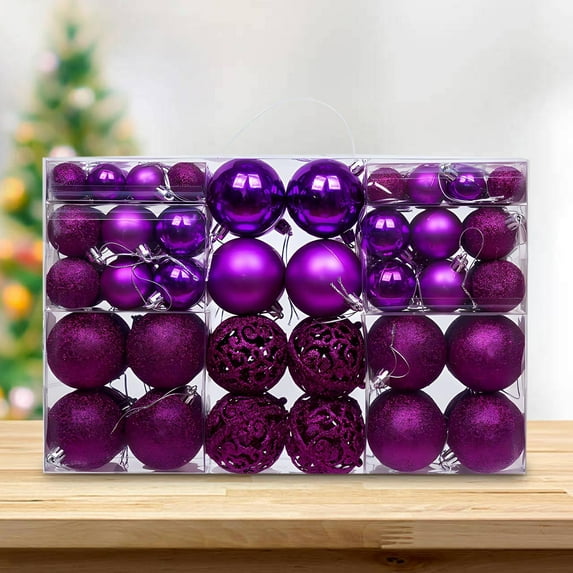 100Pcs Multi-Style Christmas Ball Ornaments Set, Shatterproof Hanging Decor with Glossy & Textured Accents, Festive Baubles for Xmas Tree & Party Decoration