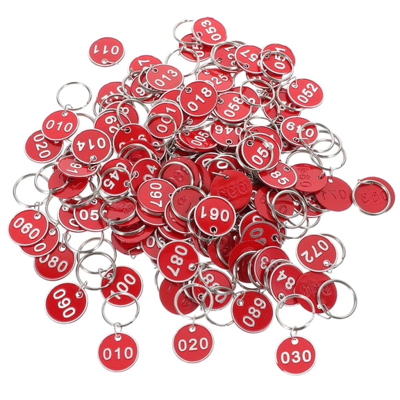 Raindrops Aluminum Alloy Key Tags with Numbers 1 to 100 for Daily Use Red Color