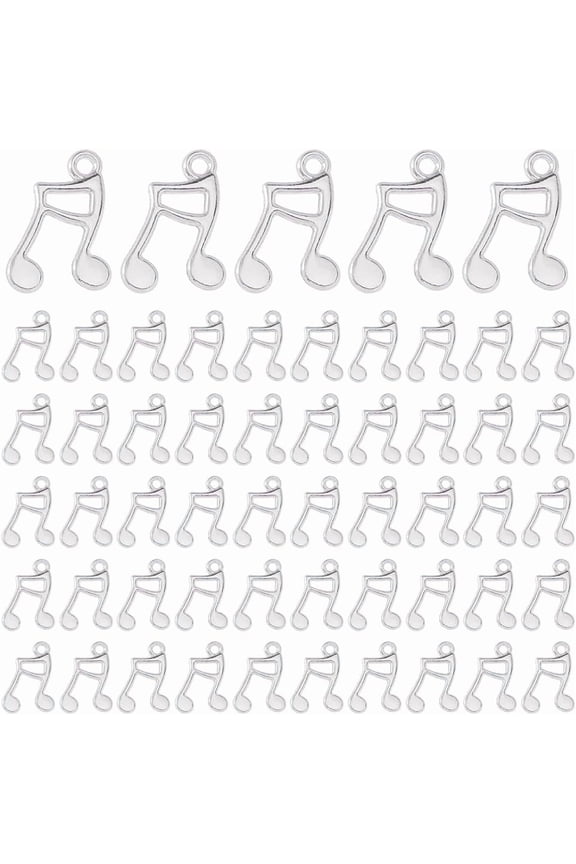 100Pcs Musical Instrument Charms Musical Symbol Note Charm Music Theme Charm Alloy Notes Pendant for Necklace Bracelet Earring DIY Jewelry Making Silver DIY