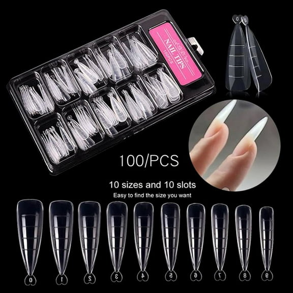 100Pcs Nail Forms Full Cover Gel Mold Tips Nail Extension Nails Accessories WA