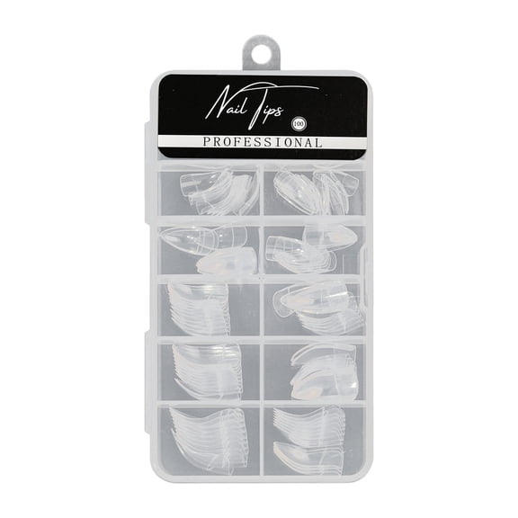100Pcs Nails Tips Curved Extension Nails Thick Deeply Curved Almonds French Tips Soft False Nails Extension
